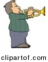 Clipart of a Cartoon Boy Playing Trumpet by Djart