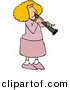 Clipart of a Cartoon Female Clarinet Player Playing by Djart