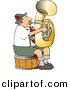Clipart of a Cartoon German Man Playing Tuba While Sitting on Wood Seat by Djart
