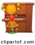 Clipart of a Cartoon Girl Playing Piano by Alex Bannykh