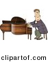 Clipart of a Cartoon Man Playing Grand Piano by Djart