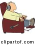 Clipart of a Cartoon Man Sitting in a Recliner and Listening to Music Through Earphones by Djart