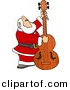 Clipart of a Cartoon Santa Claus Playing Double Bass by Djart