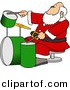 Clipart of a Cartoon Santa Claus Playing Drums by Djart