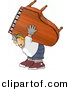 Clipart of a Cartoon Strong Man Moving Piano by Djart