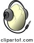 Clipart of a Catoon Egg Wearing Music Headphones with Wire by Djart