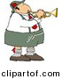 Clipart of a Catoon German Man Playing Trumpet by Djart