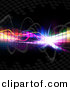 Clipart of a Colorful Equalizer with Bright Neon Lights, Lines over Black Background by Arena Creative