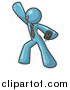 Clipart of a Denim Blue Man Dancing and Listening to Music by Leo Blanchette