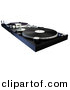 Clipart of a DJ Turntable with Vinyl Records by AtStockIllustration