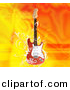 Clipart of a Electric Guitar over Flaming Orange Yellow Background by