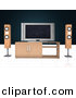 Clipart of a Home Theatre Setup with Widescreen Tv by