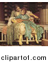 Clipart of a Mother Teaching a Girl How to Play an Instrument, Music Lesson by Frederic Lord Leighton by JVPD