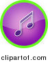 Clipart of a Shiny Round Purple Music Note Icon Button Circled in Green by YUHAIZAN YUNUS