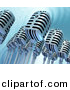 Clipart of Many 3d Retro Microphones over a Rippling Water Background by Tonis Pan