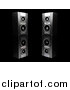 Clipart of Stereo Speakers Facing Slightly Towards Each Other, on a Reflective Black Surface by KJ Pargeter