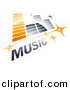 Vector Clipart Logo of Music Equalizer with Stars and Sample Text - Orange and Gray Version by Beboy