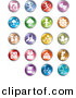 Vector Clipart of 19 Unique Entertainment and Business Circle Button Icons by
