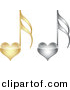 Vector Clipart of 2 Love Heart Music Notes - Gold and Silver by Andrei Marincas