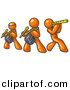 Vector Clipart of 3 Orange Men Playing Flutes and Drums by Leo Blanchette