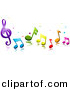 Vector Clipart of 3d Colorful Music Notes and Stars by BNP Design Studio