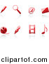 Vector Clipart of 3d Shiny Red Web Browser Icons by Vector Tradition SM