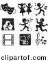 Vector Clipart of 9 Music and Entertainment Related Icons by