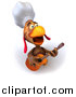 Vector Clipart of a 3d Brown Rooster Chef Guitarist by