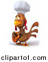 Vector Clipart of a 3d Brown Rooster Chef Guitarist by Julos