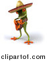 Vector Clipart of a 3d Busker Mexican Guitarist Frog by Julos