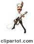Vector Clipart of a 3d Chef Playing an Electric Guitar by Julos