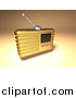 Vector Clipart of a 3d Gold Retro Metal Radio by Julos