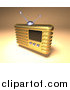 Vector Clipart of a 3d Gold Retro Metal Radio over Shading by Julos