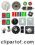 Vector Clipart of a 3d Knobs, Switches and Dials with Buttons and Keys by AtStockIllustration