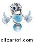 Vector Clipart of a 3d Microphone Giving Two Thumbs up by AtStockIllustration