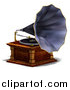 Vector Clipart of a 3d Music Phonograph by