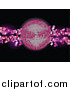 Vector Clipart of a 3d Pink Disco Ball over a Black Background with Pink Lights by Elaineitalia