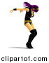 Vector Clipart of a 3d Purple Haired Rocker Chick Dancing by