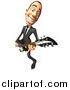 Vector Clipart of a 3d White Businessman Playing an Electric Guitar by
