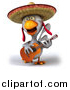 Vector Clipart of a 3d White Mexican Chicken Playing a Guitar by Julos