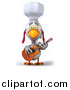 Vector Clipart of a 3d White Rooster Guitarist Chef by