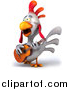 Vector Clipart of a 3d White Rooster Guitarist Singing by Julos