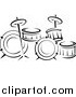 Vector Clipart of a Black and White Drum Set by Vector Tradition SM