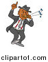 Vector Clipart of a Black Man Dancing and Playing Blues on a Harmonica by LaffToon