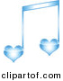 Vector Clipart of a Blue Love Heart Music Note by Andrei Marincas