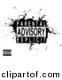 Vector Clipart of a Blurry Parental Advisory Explicit Stamp on Black Splattered Grunge Background by Arena Creative