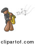 Vector Clipart of a Brown Man Playing Jazz with a Saxophone by Leo Blanchette