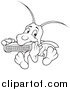 Vector Clipart of a Bug Playing a Harmonicain Black and White by Dero