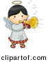 Vector Clipart of a Cartoon Angel Playing Musical Horn Instrument by BNP Design Studio