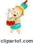 Vector Clipart of a Cartoon Baby Drummer by BNP Design Studio